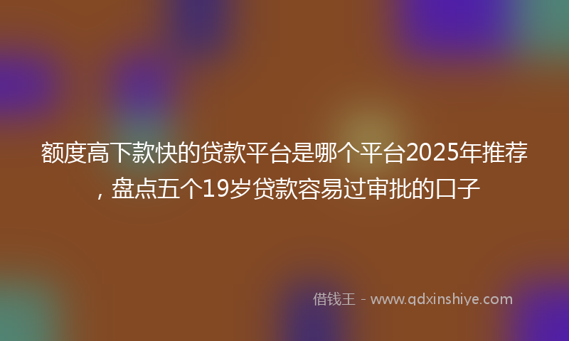 额度高下款快的贷款平台是哪个平台2025年推荐，盘点五个19岁贷款容易过审批的口子