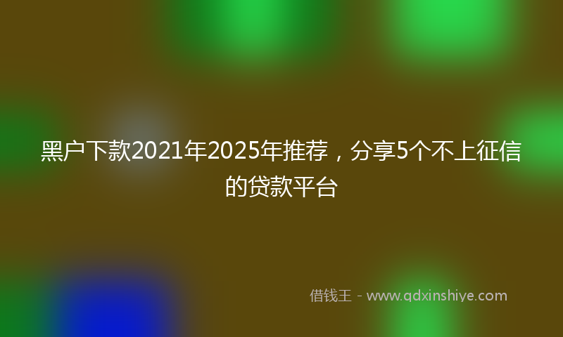 黑户下款2021年2025年推荐，分享5个不上征信的贷款平台