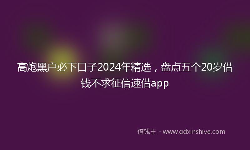 高炮黑户必下口子2024年精选，盘点五个20岁借钱不求征信速借app