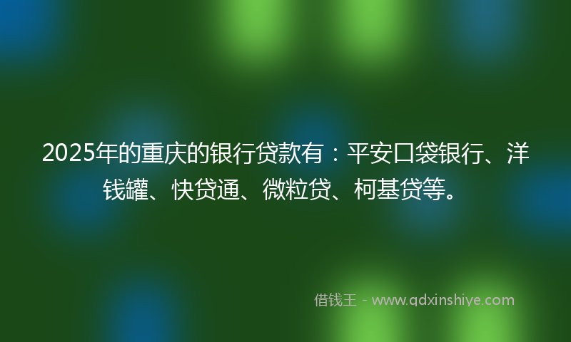 2025年的重庆的银行贷款有：平安口袋银行、洋钱罐、快贷通、微粒贷、柯基贷等。
