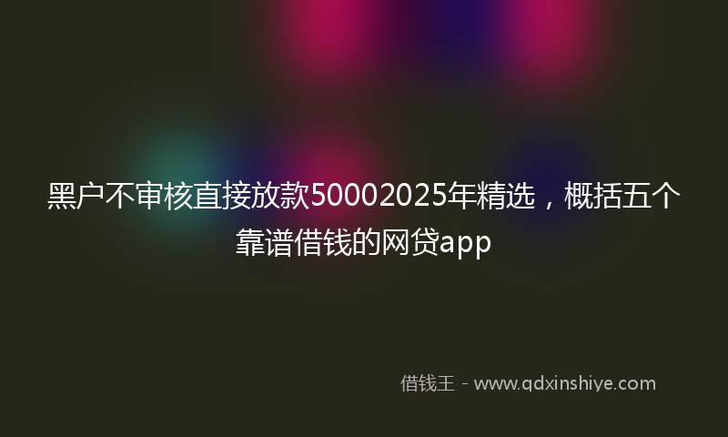 黑户不审核直接放款50002025年精选，概括五个靠谱借钱的网贷app