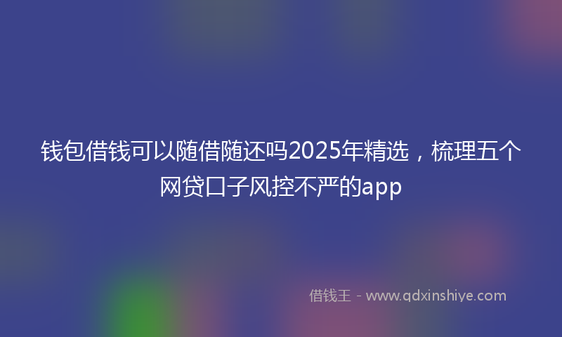 钱包借钱可以随借随还吗2025年精选，梳理五个网贷口子风控不严的app
