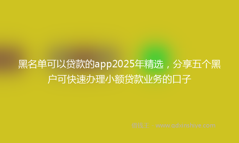 黑名单可以贷款的app2025年精选，分享五个黑户可快速办理小额贷款业务的口子