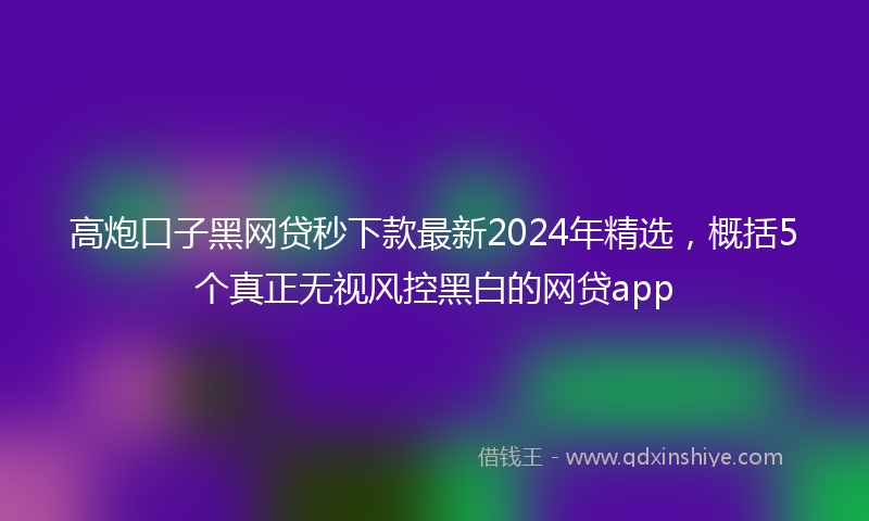 高炮口子黑网贷秒下款最新2024年精选，概括5个真正无视风控黑白的网贷app