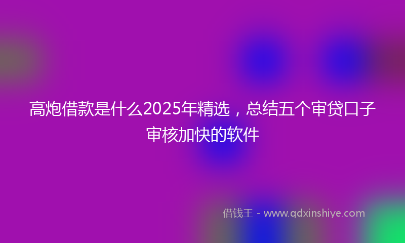 高炮借款是什么2025年精选，总结五个审贷口子审核加快的软件