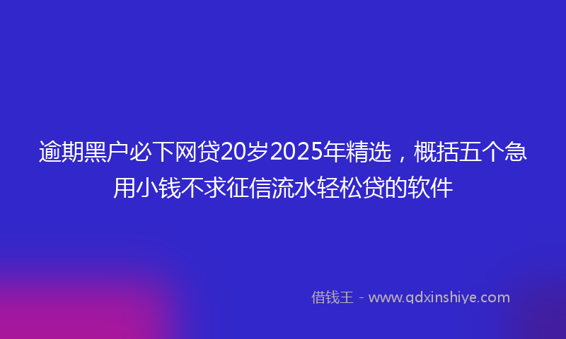逾期黑户必下网贷20岁2025年精选，概括五个急用小钱不求征信流水轻松贷的软件