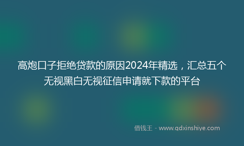 高炮口子拒绝贷款的原因2024年精选，汇总五个无视黑白无视征信申请就下款的平台