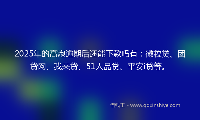 2025年的高炮逾期后还能下款吗有：微粒贷、团贷网、我来贷、51人品贷、平安i贷等。