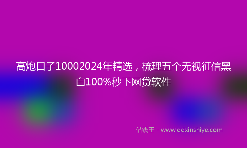 高炮口子10002024年精选，梳理五个无视征信黑白100%秒下网贷软件