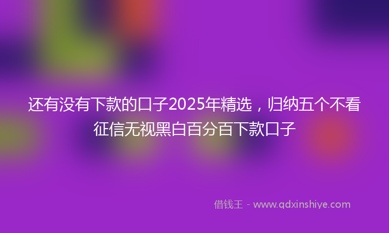 还有没有下款的口子2025年精选，归纳五个不看征信无视黑白百分百下款口子