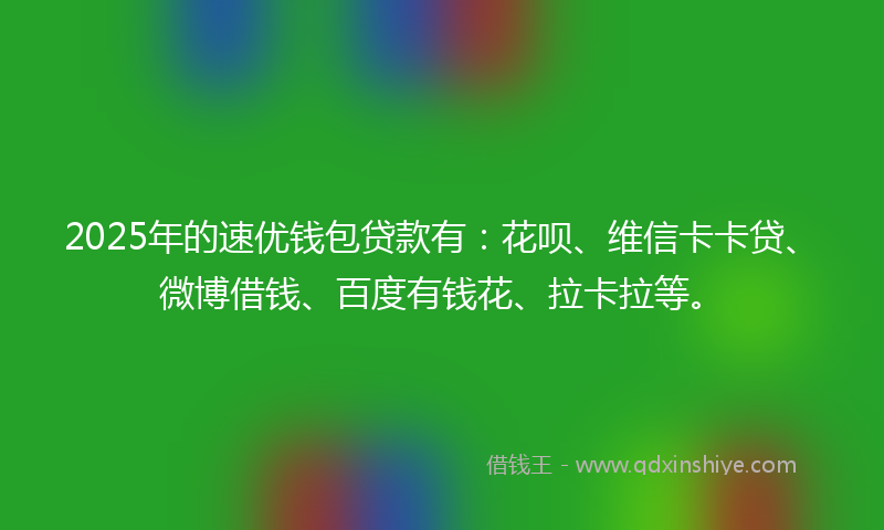2025年的速优钱包贷款有：花呗、维信卡卡贷、微博借钱、百度有钱花、拉卡拉等。