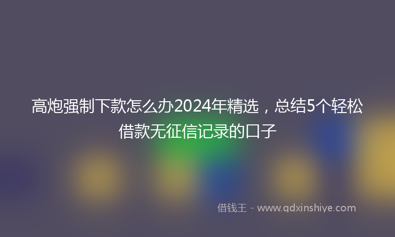 高炮强制下款怎么办2024年精选，总结5个轻松借款无征信记录的口子