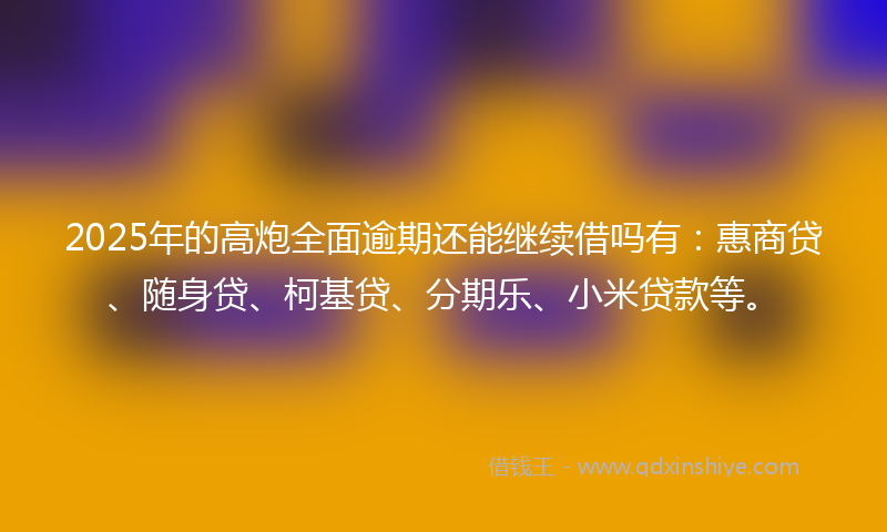 2025年的高炮全面逾期还能继续借吗有：惠商贷、随身贷、柯基贷、分期乐、小米贷款等。