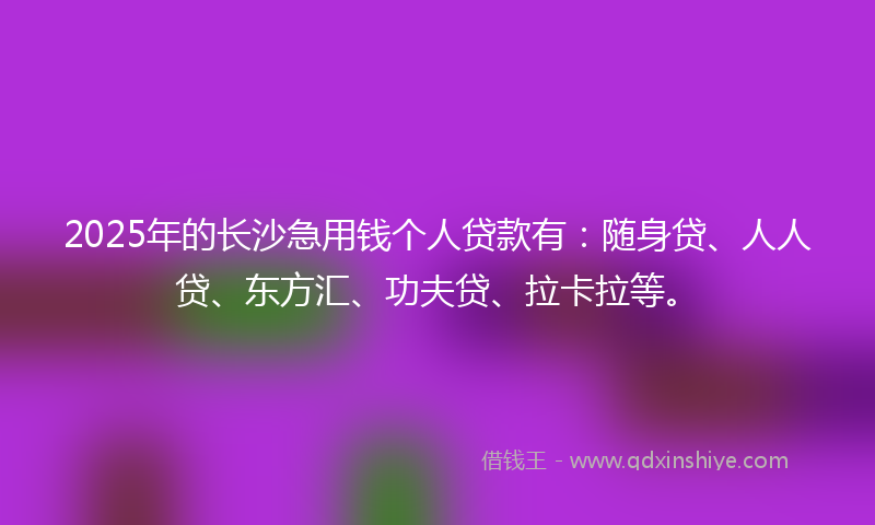 2025年的长沙急用钱个人贷款有：随身贷、人人贷、东方汇、功夫贷、拉卡拉等。