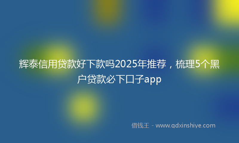 辉泰信用贷款好下款吗2025年推荐，梳理5个黑户贷款必下口子app
