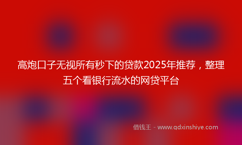 高炮口子无视所有秒下的贷款2025年推荐，整理五个看银行流水的网贷平台