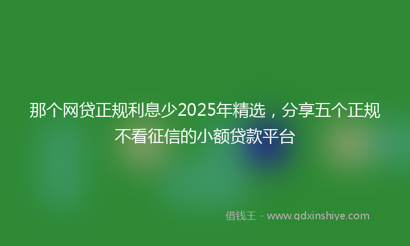 那个网贷正规利息少2025年精选，分享五个正规不看征信的小额贷款平台