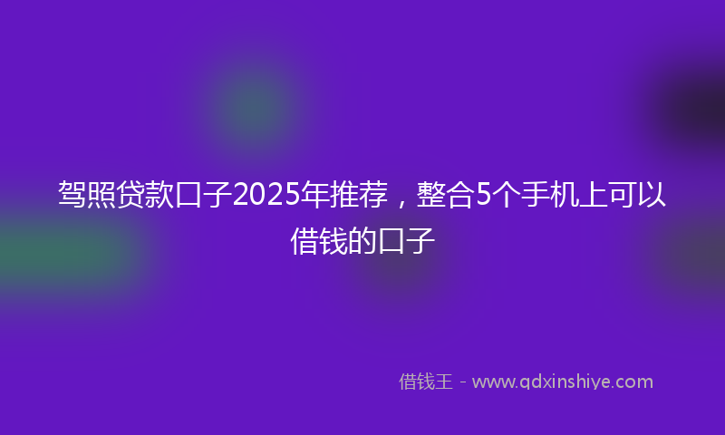 驾照贷款口子2025年推荐，整合5个手机上可以借钱的口子