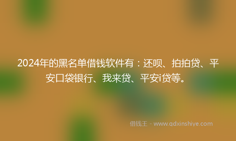 2024年的黑名单借钱软件有：还呗、拍拍贷、平安口袋银行、我来贷、平安i贷等。