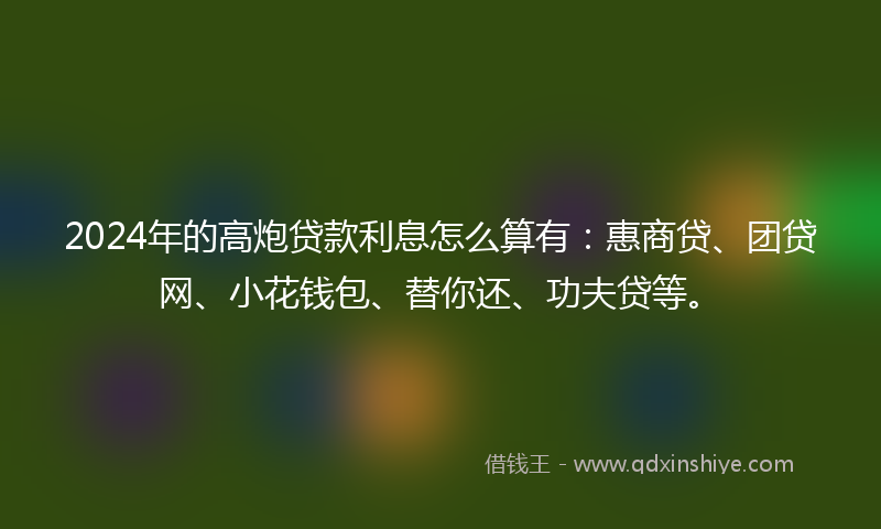2024年的高炮贷款利息怎么算有：惠商贷、团贷网、小花钱包、替你还、功夫贷等。