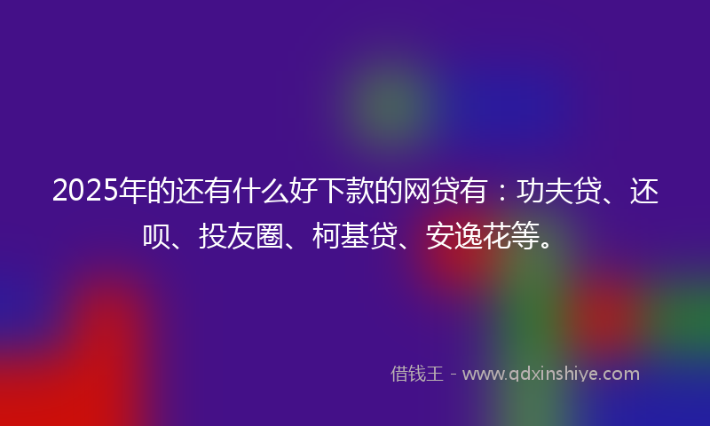 2025年的还有什么好下款的网贷有：功夫贷、还呗、投友圈、柯基贷、安逸花等。