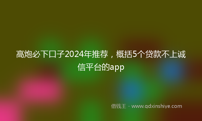 高炮必下口子2024年推荐，概括5个贷款不上诚信平台的app