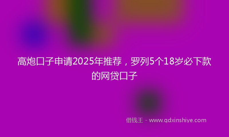 高炮口子申请2025年推荐，罗列5个18岁必下款的网贷口子