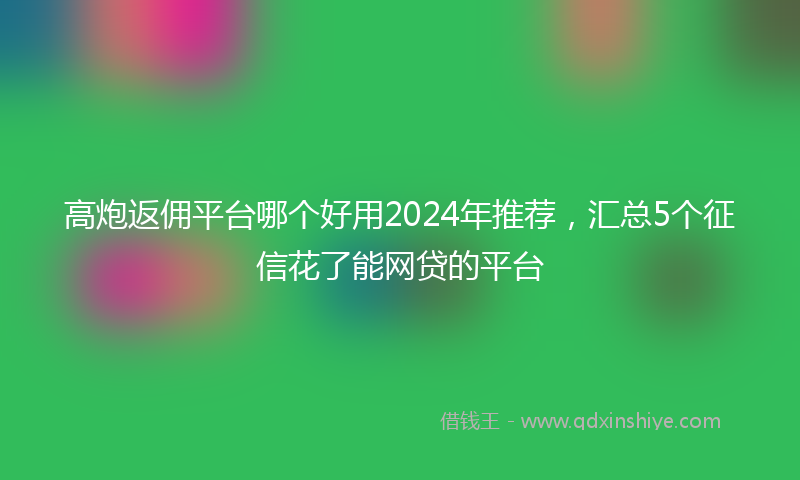 高炮返佣平台哪个好用2024年推荐，汇总5个征信花了能网贷的平台
