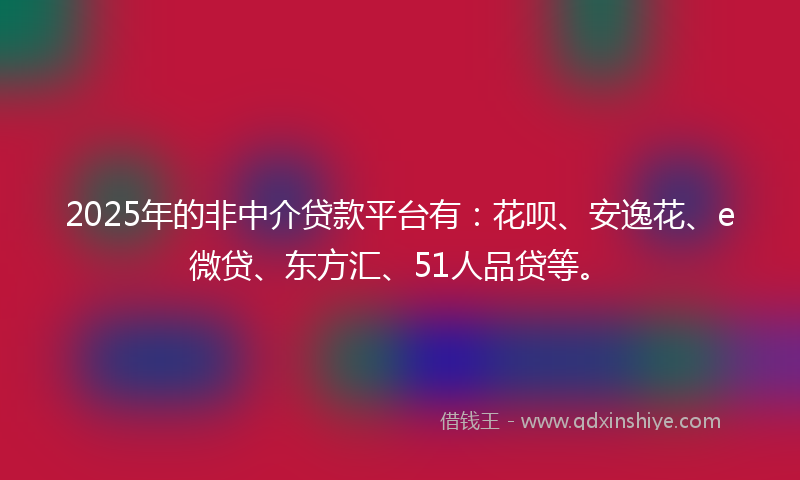 2025年的非中介贷款平台有：花呗、安逸花、e微贷、东方汇、51人品贷等。