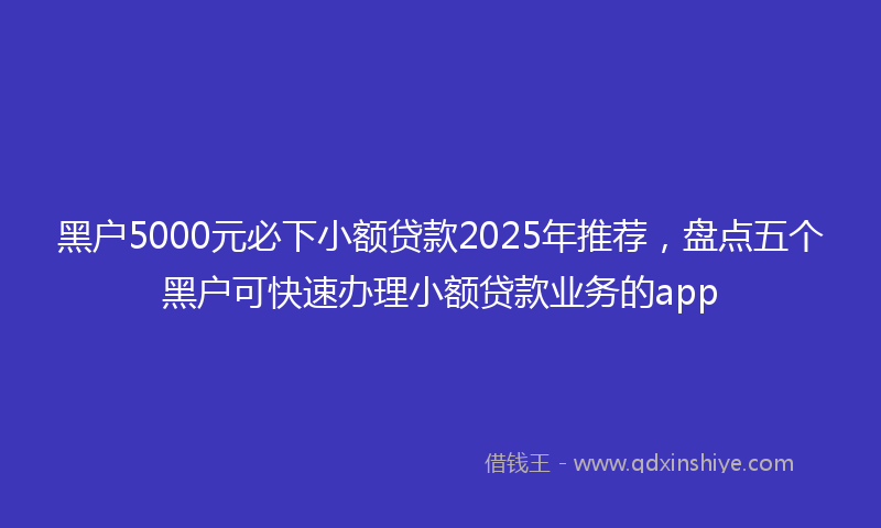 黑户5000元必下小额贷款2025年推荐，盘点五个黑户可快速办理小额贷款业务的app