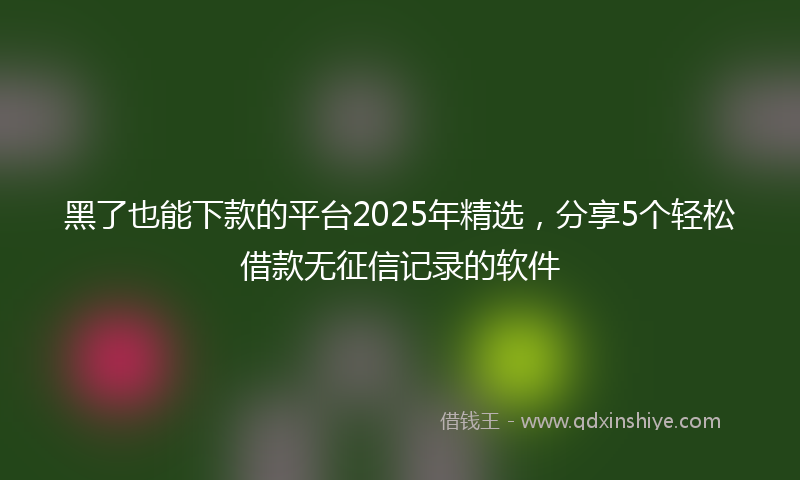 黑了也能下款的平台2025年精选，分享5个轻松借款无征信记录的软件