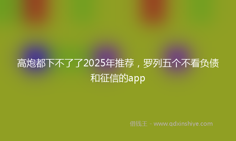 高炮都下不了了2025年推荐，罗列五个不看负债和征信的app