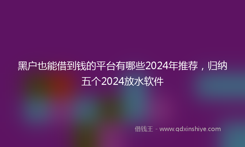 黑户也能借到钱的平台有哪些2024年推荐，归纳五个2024放水软件