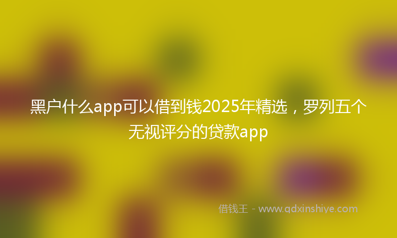 黑户什么app可以借到钱2025年精选，罗列五个无视评分的贷款app