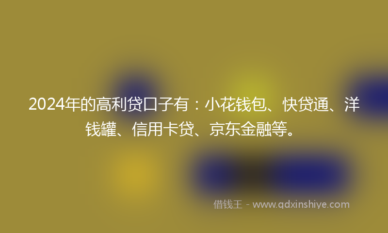 2024年的高利贷口子有：小花钱包、快贷通、洋钱罐、信用卡贷、京东金融等。