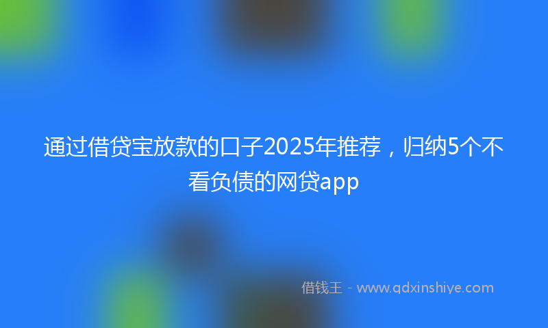 通过借贷宝放款的口子2025年推荐，归纳5个不看负债的网贷app