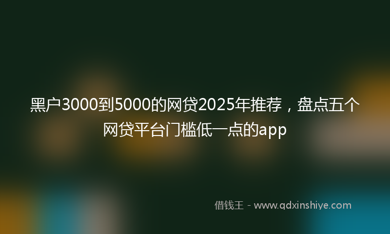 黑户3000到5000的网贷2025年推荐，盘点五个网贷平台门槛低一点的app