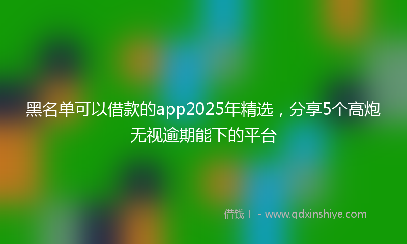黑名单可以借款的app2025年精选，分享5个高炮无视逾期能下的平台