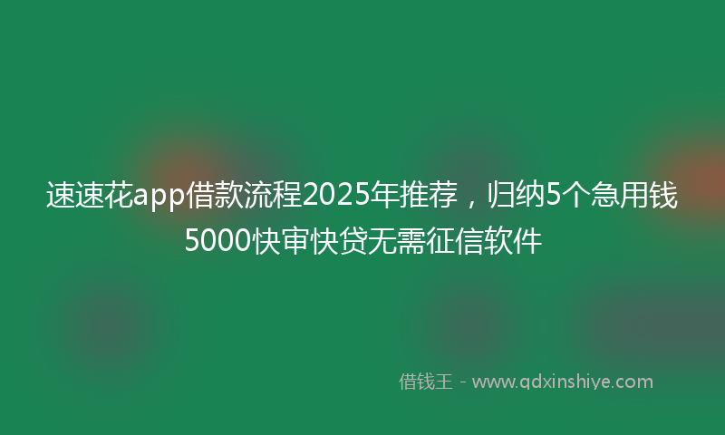 速速花app借款流程2025年推荐，归纳5个急用钱5000快审快贷无需征信软件