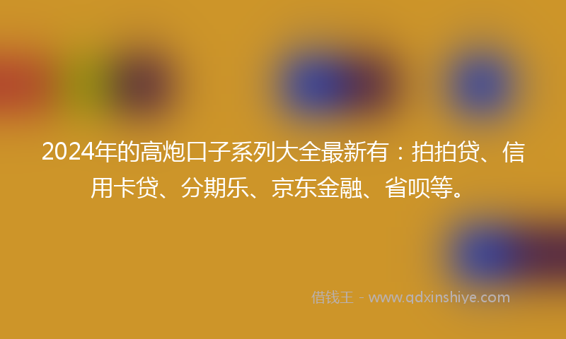 2024年的高炮口子系列大全最新有：拍拍贷、信用卡贷、分期乐、京东金融、省呗等。