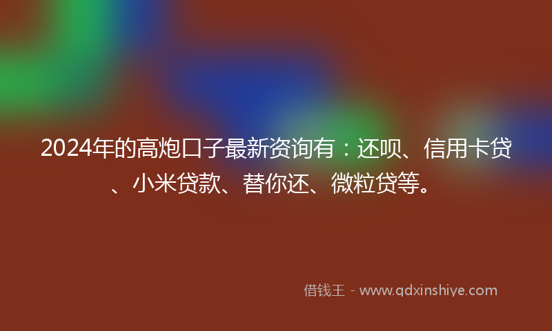2024年的高炮口子最新资询有：还呗、信用卡贷、小米贷款、替你还、微粒贷等。