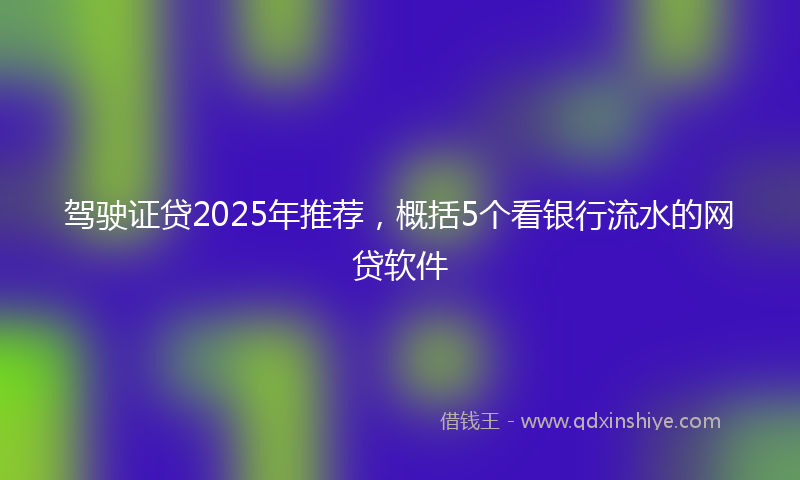 驾驶证贷2025年推荐，概括5个看银行流水的网贷软件