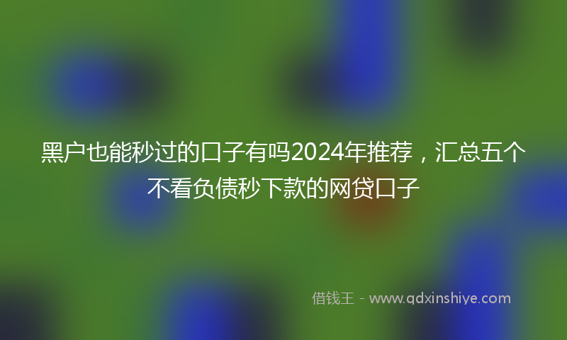 黑户也能秒过的口子有吗2024年推荐，汇总五个不看负债秒下款的网贷口子