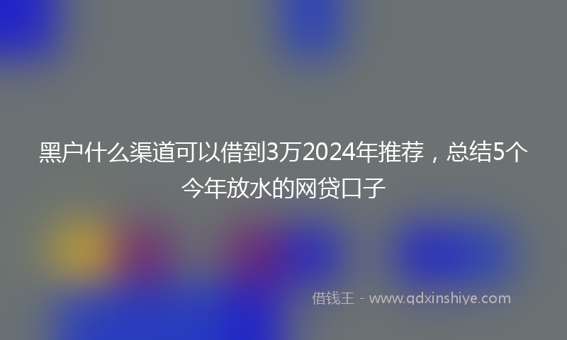 黑户什么渠道可以借到3万2024年推荐，总结5个今年放水的网贷口子