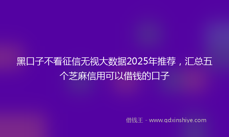 黑口子不看征信无视大数据2025年推荐，汇总五个芝麻信用可以借钱的口子
