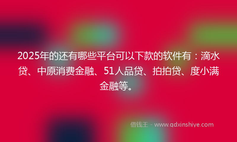 2025年的还有哪些平台可以下款的软件有：滴水贷、中原消费金融、51人品贷、拍拍贷、度小满金融等。