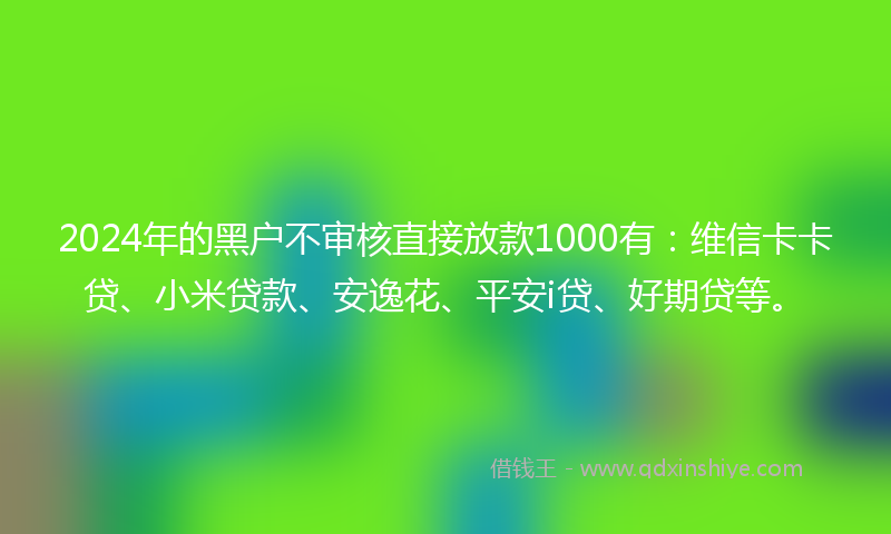 2024年的黑户不审核直接放款1000有：维信卡卡贷、小米贷款、安逸花、平安i贷、好期贷等。