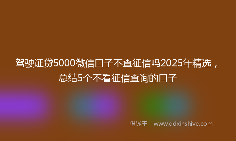 驾驶证贷5000微信口子不查征信吗2025年精选，总结5个不看征信查询的口子