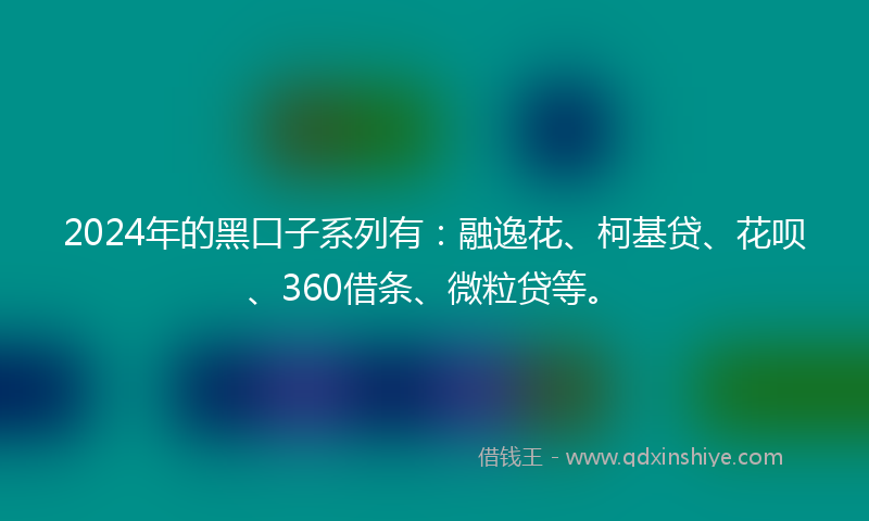 2024年的黑口子系列有：融逸花、柯基贷、花呗、360借条、微粒贷等。