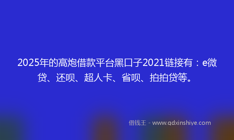 2025年的高炮借款平台黑口子2021链接有：e微贷、还呗、超人卡、省呗、拍拍贷等。